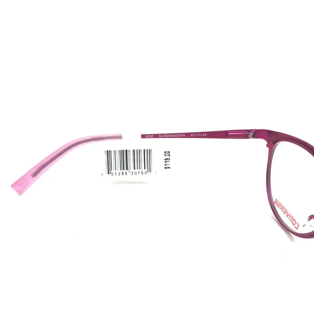 Converse Kids Eyeglasses Frames K500 SLATE/MAGENTA Grey Pink Round 47-17-125